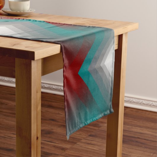 Chemin De Table Court Bandes turquoises de gris bordeaux (In Situ)