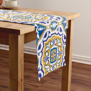Chemin De Table Court 💙 Beau bleu Azulejos IV Coureur de table