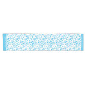 Chemin De Table Court Beau Motif de feuillage bleu turquoise (Horizontal)