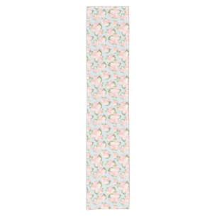 Chemin De Table Court Beau motif de rose avec le pois bleu