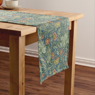 Chemin De Table Court Beau motif floral William Morris Vert rose