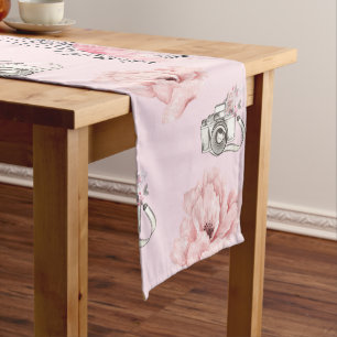 Chemin De Table Court Beau Rose d'aquarelle florale