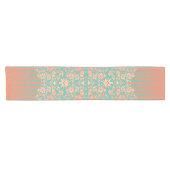 Chemin De Table Court Beau Turquoise et Coral Damask (Horizontal)