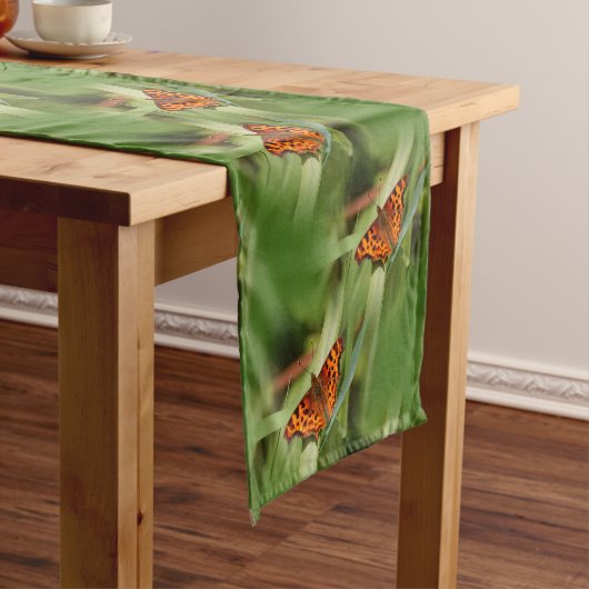 Chemin De Table Court Beautiful Orange Satyr Comma Butterfly (In Situ)