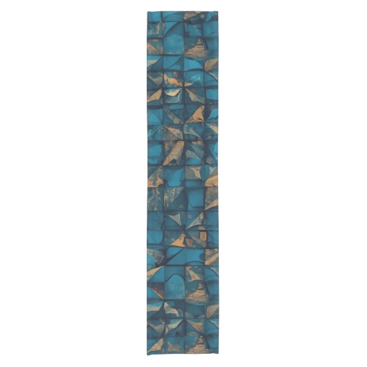 Chemin De Table Court Beautiful Patchwork "Look" in Dark Teal (Devant)