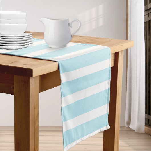 Chemin De Table Court Bébé bleu à rayures élégant chic simple