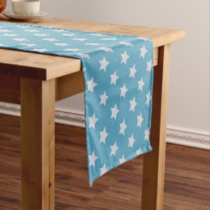 Chemin De Table Court Bébé mignon bleu étoile gris clair Répéter Motif