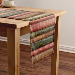 Chemin De Table Court Belle épines de vieux livre (Sage, Beige, Rose)
