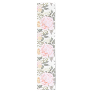 Chemin De Table Court Belle rose fleurie et feuillage vert