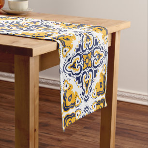 Chemin De Table Court 💛 🤍 Belles Azulejos bleus et jaunes,