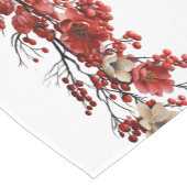 Chemin De Table Court Belles Branches à fleurs rouges et blanches Noël (Coin)