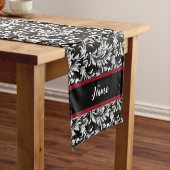 Chemin De Table Court Black and white leaf pattern (In Situ)