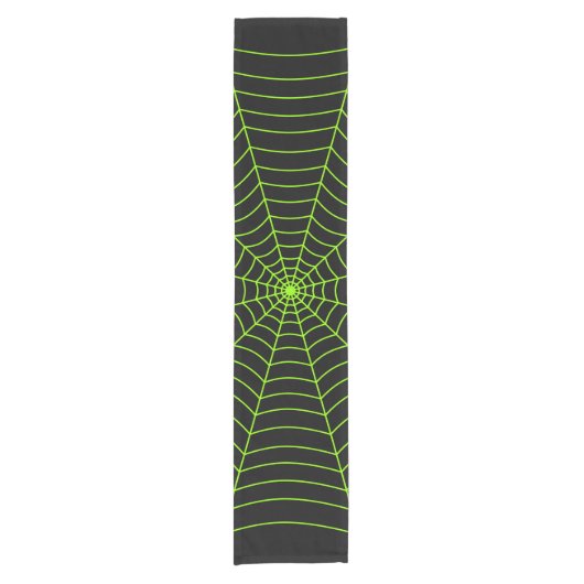 Chemin De Table Court Black neon vert toile d'araignée Halloween motif (Devant)