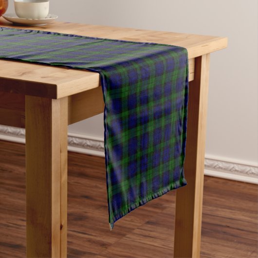 Chemin De Table Court Black Watch Tartan bleu vert Plaid (In Situ)