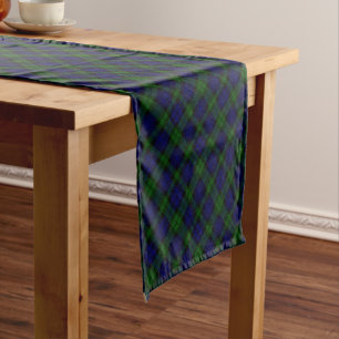Chemin De Table Court Black Watch Tartan bleu vert Plaid