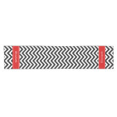 Chemin De Table Court Black White LG Chevron Red Name monogram (Horizontal)