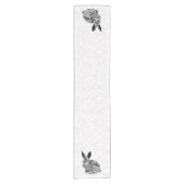 Chemin De Table Court Blanc Damas noir blanc lapin (Devant)