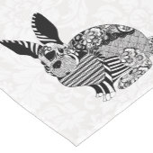 Chemin De Table Court Blanc Damas noir blanc lapin (Coin)