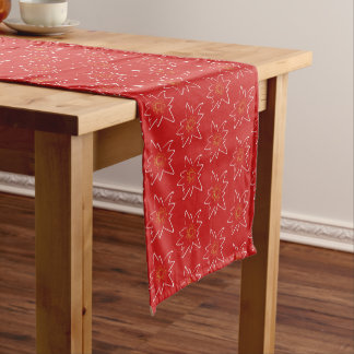 Chemin De Table Court Blanc Edelweiss Outline Motif Rouge