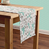 Chemin De Table Court Blanc Flora Bunch Aqua Turquoise Brown