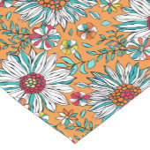 Chemin De Table Court Blanc Turquoise Jaune orange Rouge Fleurs de margu (Coin)