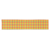Chemin De Table Court Blaze Orange and Bird Flower Plaid (Horizontal)
