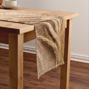 Chemin De Table Court Blé de coureur de table sur Burlap Sack Country Ru