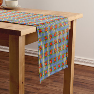 Chemin De Table Court Bleu avec Amaryllis Table Runer