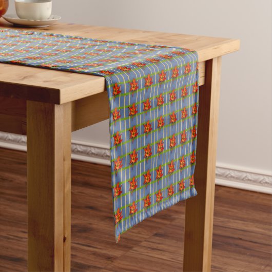 Chemin De Table Court Bleu avec Amaryllis Table Runer (In Situ)