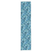 Chemin De Table Court Bleu Blanc Turquoise Mer Waves Motif d'abstraction (Devant)
