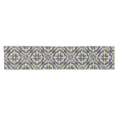 Chemin De Table Court Bleu jaune noir Azuleju espagnol marocain (Horizontal)