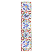 Chemin De Table Court Bleu mexicain coloré talavera espagnol imprimé (Devant)