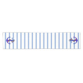 Chemin De Table Court Bleu nautique avec coureur de table d'Ancres (Horizontal)