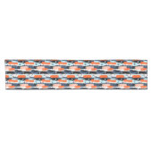 Chemin De Table Court Bleu orange brosses Motif Abstrait (Horizontal)