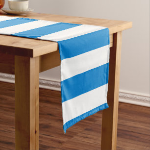 Chemin De Table Court Bleu personnalisé Blancs Modèle moderne élégant