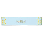 Chemin De Table Court Bleu Printemps de Pâques Floral  (Horizontal)