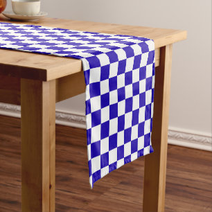 Chemin De Table Court Bleu profond à carreaux