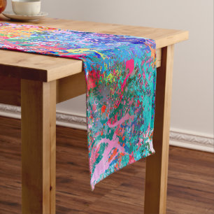Chemin De Table Court Bleu Rouge Jaune Vert Rose Turquoise Splash Abstra