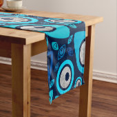 Chemin De Table Court Bleus et argent grecs #2 de motif d'oeil mauvais (In Situ)