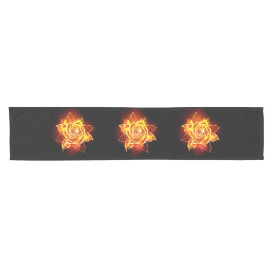 Chemin De Table Court Blooming Fire Rose (Horizontal)