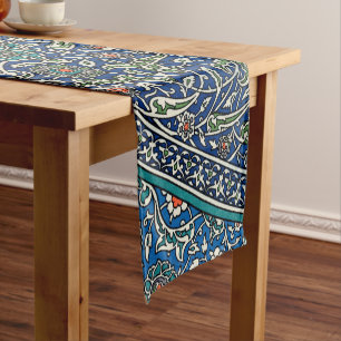 Chemin De Table Court Blue Green Orange Turquoise Ornat Motif arabe