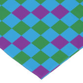 Chemin De Table Court Blue Green Purple Checkered Pattern Design  (Coin)
