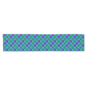 Chemin De Table Court Blue Green Purple Checkered Pattern Design  (Horizontal)