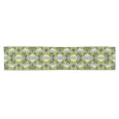 Chemin De Table Court Blue Hydrangea Fleur Abstraite Nature (Horizontal)