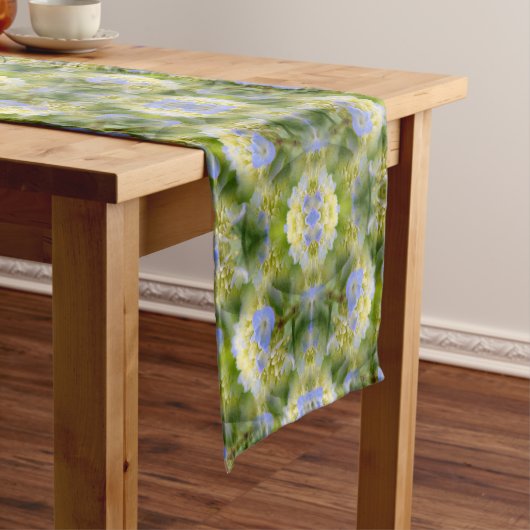 Chemin De Table Court Blue Hydrangea Fleur Abstraite Nature (In Situ)