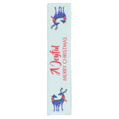 Chemin De Table Court Blue Nordic Christmas Reindeer Pair (Devant)