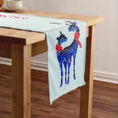 Chemin De Table Court Blue Nordic Christmas Reindeer Pair (In Situ)