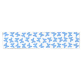 Chemin De Table Court Blue Polka Dot Butterflies Pattern White (Horizontal)