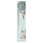 Chemin De Table Court BLue Seashells Beach Mariage (Devant)