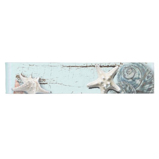 Chemin De Table Court BLue Seashells Beach Mariage (Horizontal)